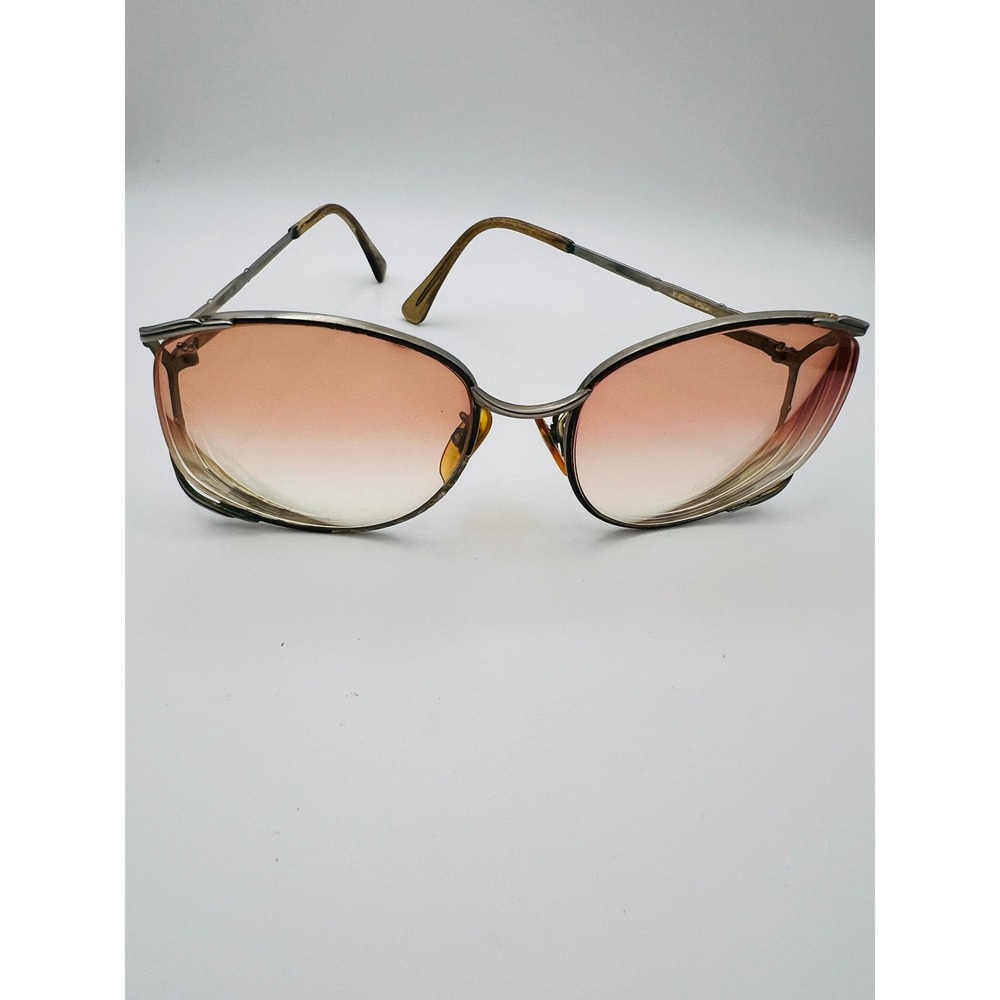 Vintage Butterfly Sunglasses Silver Metal Frame Peach Gradient Lens MOD-239